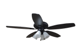 52" 5-Blade UFO Fan MB Black/Walnut Blades 4-Light White LED Kit