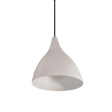 1-Light 9" Matte White Pendant - Black Braided cord