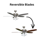 52" 5-Blade UFO Fan NK Silver/Walnut Blades 4-Light White Glass LED Kit