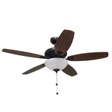 52" 5-Blade UFO Fan MB Black/Walnut Blades 2-Light White Bowl LED Kit