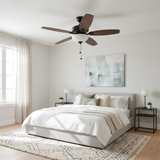 52" 5-Blade UFO Fan MB Black/Walnut Blades 2-Light White Bowl LED Kit
