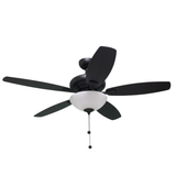 52" 5-Blade UFO Fan MB Black/Walnut Blades 2-Light White Bowl LED Kit