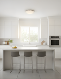 2-Light 3 Square Tab Ceiling Mount - NK  White Glass