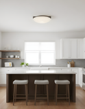 3-Light 3 Square Tab Ceiling Mount - MB  White Glass