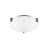 2-Light 3 Square Tab Ceiling Mount - MB  White Glass