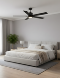 5-Blade 52" MB Modern Cylinder Fan Matte Black Walnut Blades WC-6-WH