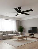 5-Blade 52" MB Modern Cylinder Fan Matte Black Walnut Blades WC-6-WH