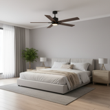 5-Blade 52" MB Modern Cylinder Fan Matte Black Walnut Blades WC-6-WH