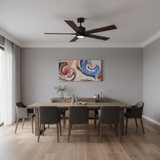 5-Blade 52" MB Modern Cylinder Fan Matte Black Walnut Blades WC-6-WH