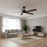 5-Blade 52" MB Modern Cylinder Fan Matte Black Walnut Blades WC-6-WH