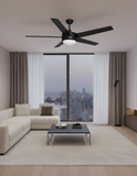 5-Blade Contemporary MB Ceiling Fan - Matte Black/Walnut Blades