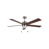 5-Blade 52" NK Modern Cylinder Fan Silver/Walnut Blades Pull Chain 3K, 4K, 5K