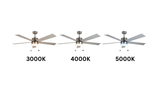 5-Blade 52" NK Modern Cylinder Fan Silver/Walnut Blades Pull Chain 3K, 4K, 5K