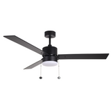 3-Blade 52" MB Modern Cylinder Fan Matte Black/Walnut Blades Pull Chain 3K, 4K, 5K