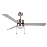 3-Blade 52" NK Modern Cylinder Fan Silver/Walnut Blades Pull Chain 3K, 4K, 5K