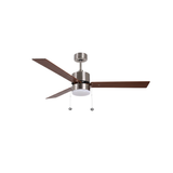 3-Blade 52" NK Modern Cylinder Fan Silver/Walnut Blades Pull Chain 3K, 4K, 5K