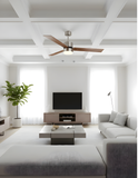 3-Blade 52" NK Modern Cylinder Fan Silver/Walnut Blades Pull Chain 3K, 4K, 5K