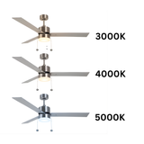 3-Blade 52" NK Modern Cylinder Fan Silver/Walnut Blades Pull Chain 3K, 4K, 5K