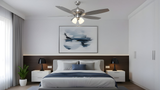 52" 5-Blade UFO Fan NK Silver/Walnut Blades 4-Light Clear Glass LED Kit