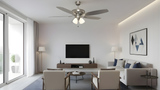 52" 5-Blade UFO Fan NK Silver/Walnut Blades 4-Light Clear Glass LED Kit