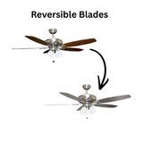 52" 5-Blade UFO Fan NK Silver/Walnut Blades 4-Light Clear Glass LED Kit