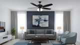 52" 5-Blade UFO Fan MB Black/Walnut Blades 4-Light Clear LED Kit