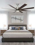 8-Blade 66" NK Fan Silver/Walnut Blades 20W LED 3K,4K,5K