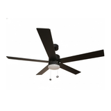 5-Blade 54" MB Modern Damp Location Fan Matte Black Blades Pull Chain 3K, 4K, 5K