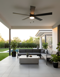 5-Blade 54" MB Modern Damp Location Fan Matte Black Blades Pull Chain 3K, 4K, 5K
