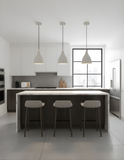 1-Light 9" Matte White Pendant - Black Braided cord