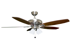 52" 5-Blade UFO Fan NK Silver/Walnut Blades 4-Light Clear Glass LED Kit