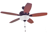 52" 5-Blade UFO Fan RB Oak/Walnut Blades 2-Light Bowl White Glass LED Kit