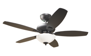 52" 5-Blade UFO Fan MB Black/Walnut Blades 2-Light White Bowl LED Kit