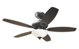 52" 5-Blade UFO Fan MB Black/Walnut Blades 2-Light White Bowl LED Kit