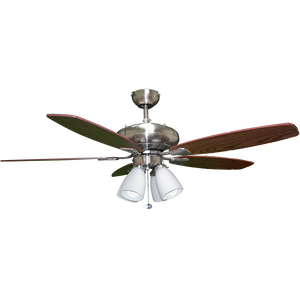 52" 5-Blade UFO Fan NK Silver/Walnut Blades 4-Light White Glass LED Kit